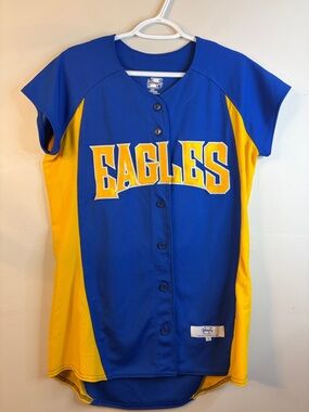 Eagles Women’s Royal Blue and Yellow Baseball Jersey number 12 Size Medium #13